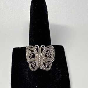 ND 925 Sterling Silver Filigree Butterfly Ring Sz 7